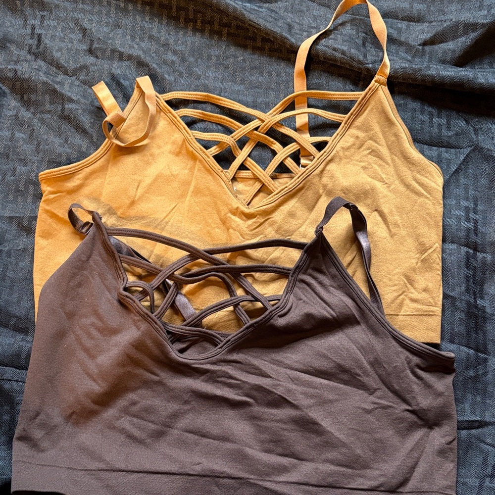 Zenana Outfitters Tan and Brown Sports Bras
